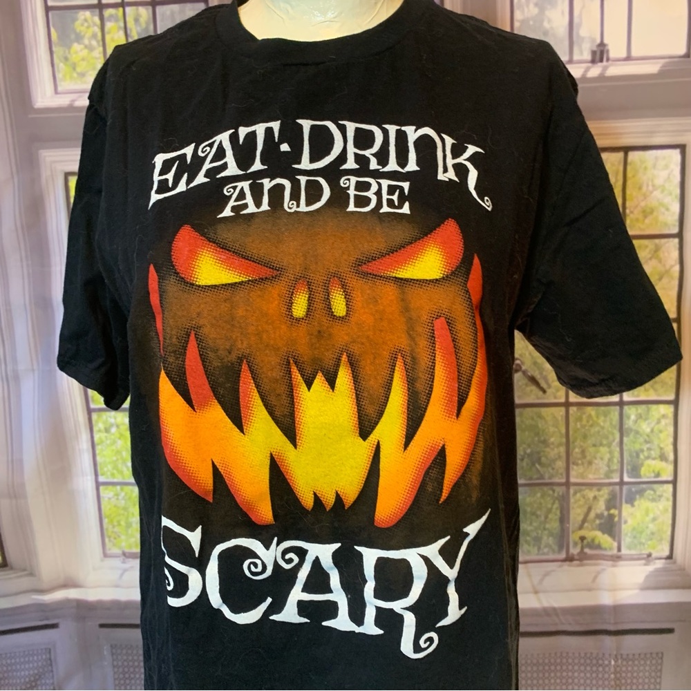 Eat Drink Be Scary Tee Halloween Boo Tees L Large Pumpkin Party Trick or Treat